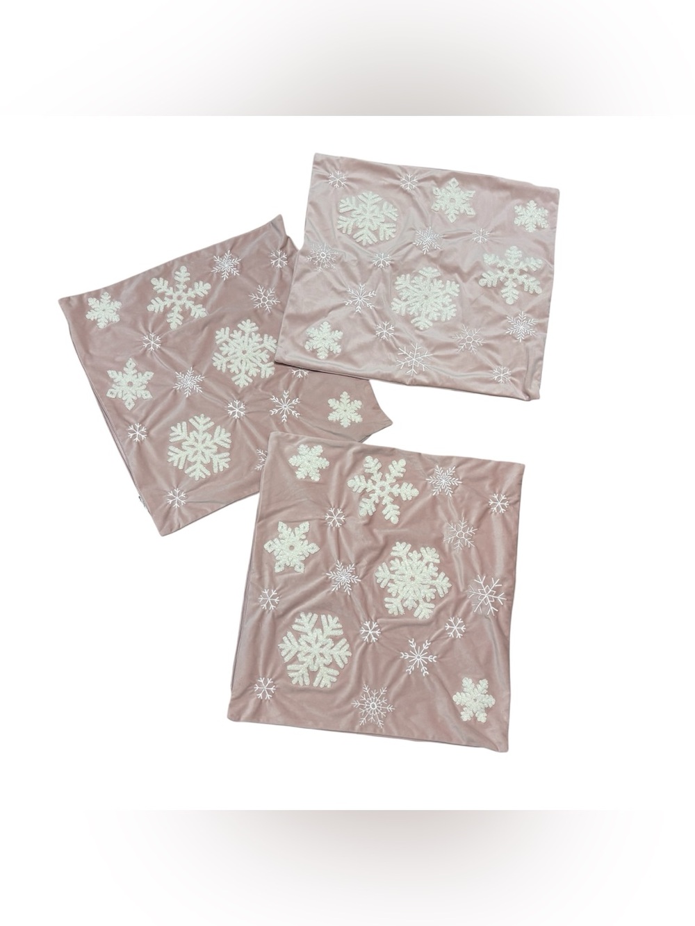 5for20 Set of 3 velour pink snowflake pillowcases